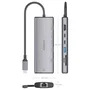 AISENS USB-C Dock 7 en 1 con HDMI 4K, RJ45, USB-A 10G, 2xUSB-C 10G y lectores de tarjetas, Gris